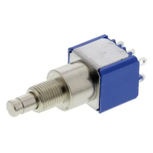 APEM Miniature Push Button Switch, Latching, Panel Mount, 6.5mm Cutout, DPDT, 250V ac, IP65 - 8646ADBK product image