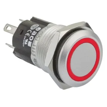 EAO 82 Series Illuminated Push Button Switch, Momentary, Panel Mount, 16mm Cutout, SPDT, Red LED, 12V, IP65, IP67 - 82-4551.1113 product image