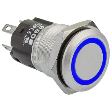 EAO 82 Series Illuminated Push Button Switch, Momentary, Panel Mount, 16mm Cutout, SPDT, Blue LED, 240V, IP65, IP67 - 82-4551.1124 product image