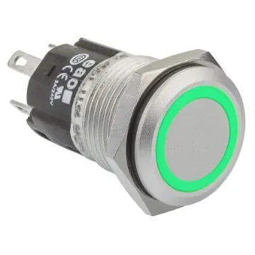 EAO 82 Series Illuminated Push Button Switch, Momentary, Panel Mount, 16mm Cutout, SPDT, Green LED, 240V, IP65, IP67 - 82-4551.1136 product image
