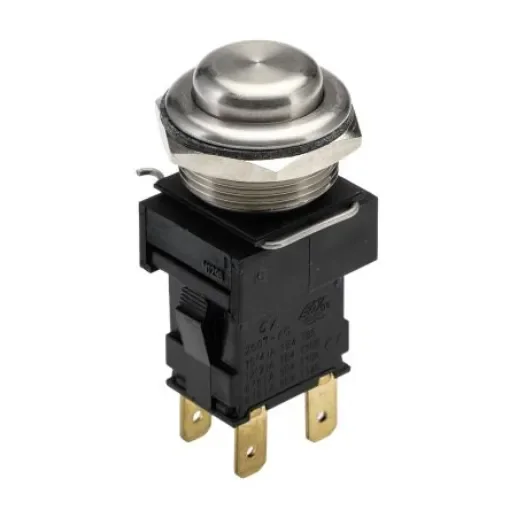 Arcolectric (Bulgin) Ltd 8300 Series Push Button Switch, Momentary, Panel Mount, 19.2mm Cutout, DPDT, 250V ac, IP66 - H8351RPAAA product image