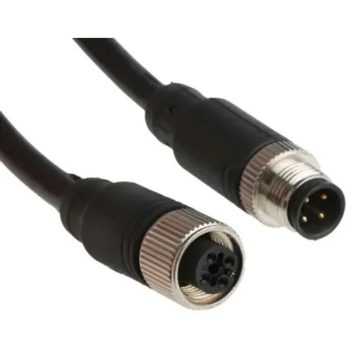 RS PRO Straight Female 4 way M12 to Straight Male 4 way M12 Sensor Actuator Cable, 2m - 8771097 product image