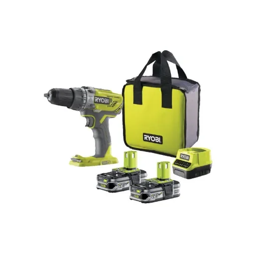 [Never Used] Ryobi 18V One+ Hammer Drill/Driver - 2 X 1.5Ah Batteries - 1 Charger - R18PD3-215S product image