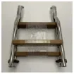 Nautinox 2048/1 3-step stainless steel folding bathing ladder with teak steps product image