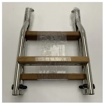 Nautinox 2048/1 3-step stainless steel folding bathing ladder with teak steps product image