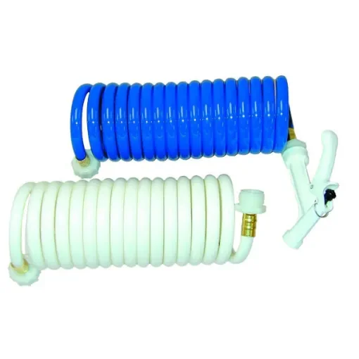 T-H Marine Washdown Hose Kit White Coiled with Nozzle - WDH-15W-B product image