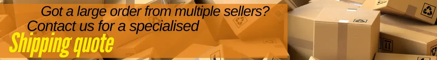 Shipping quote banner for bulk orders from multiple sellers, offering specialised shipping solutions.