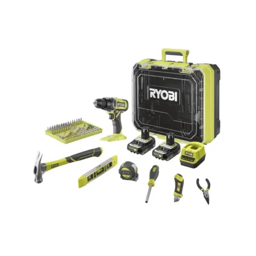 Ryobi 18V Drill/Driver - 2 X 2.0Ah Batteries and Charger - Supplied in a Case with Hand Tools - RDD18-2C20TAH product image