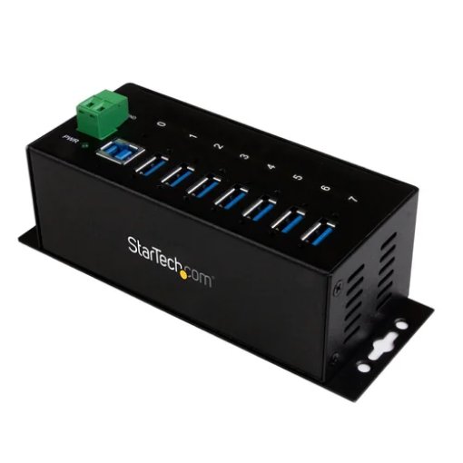 Picture of Startech.Com 7-Port Industrial Usb 3.0 Hub with Esd Protection~7-Port Usb 3.0 Hub (5Gbps) - Metal Industrial Usb-A Hub with Esd Protection & 350W Surge Protection - Din Rail, Wall or Desk Mountable - Taa Compliant Usb Expander Hub - ST7300USBME