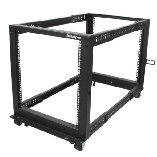 Picture of Startech.Com 4-Post 12U Mobile Open Frame Server Rack, Four Post 19" Network Rack with Wheels, Rolling Rack with Adjustable Depth for Computer/Av/Data/It Equipment - Casters, Leveling Feet or Floor Mounting - 4Postrack12u