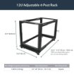 Picture of Startech.Com 4-Post 12U Mobile Open Frame Server Rack, Four Post 19" Network Rack with Wheels, Rolling Rack with Adjustable Depth for Computer/Av/Data/It Equipment - Casters, Leveling Feet or Floor Mounting - 4Postrack12u