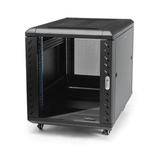 Picture of Startech.Com 4-Post 12U Server Rack Cabinet, Lockable 19" Data Rack Cabinet for Computer / Av / It Equipment, Office / Home Network Rack with Casters & Adjustable Mounting Rails - RK1236BKF