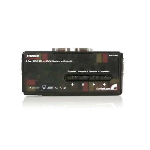 Picture of Startech.Com 4 Port Black Usb Kvm Switch Kit with Cables and Audio - SV411KUSB