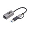 Picture of Startech.Com Usb-C To Ethernet Adapter with Usb-A Dongle, 10/100/1000Mbps, Usb 3.0 To Gigabit Ethernet Network Adapter, 6in/15cm Attached Cable, Usb Gbe Adapter - C21GA-USB-ETHERNET