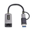 Picture of Startech.Com Usb-C To Ethernet Adapter with Usb-A Dongle, 10/100/1000Mbps, Usb 3.0 To Gigabit Ethernet Network Adapter, 6in/15cm Attached Cable, Usb Gbe Adapter - C21GA-USB-ETHERNET
