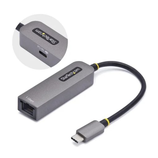 Picture of Startech.Com Usb-C To Ethernet Adapter, Nic, 100W Pd Pass-Through, Usb 3.0 Type-C 1Gbps Multi Speed Network Adapter, Thunderbolt Compatible, Windows & Mac - 1GPD3-USB-C-ETHERNET