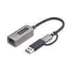 Picture of Startech.Com 2.5GbE Usb-C To Ethernet Adapter with Usb-A Converter, Nbase-T Nic, Usb 3.0 Type-C 2.5/1G Multi Speed Network, Thunderbolt Compatible, Windows & Mac - U2GA-USB-C-ETHERNET