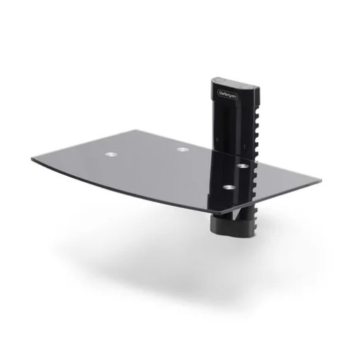 Picture of Startech.Com Floating Wall-Mounted Av Shelf, Adjustable Height Shelf for Under Tv, Organize A/V Equipment on Black Tempered Glass Shelf - 1B-WALL-MOUNT-SHELF