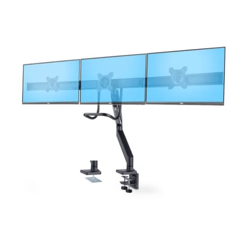 Picture of Startech.Com Crossbar Triple Monitor Desk Mount for Up To Three 27in Screens, Vesa 75x75/100x100, Tool-Less Arm Adjustments, C-Clamp/Grommet, Spring-Assisted Arm - 3M1a3sg-Monitor-Arm