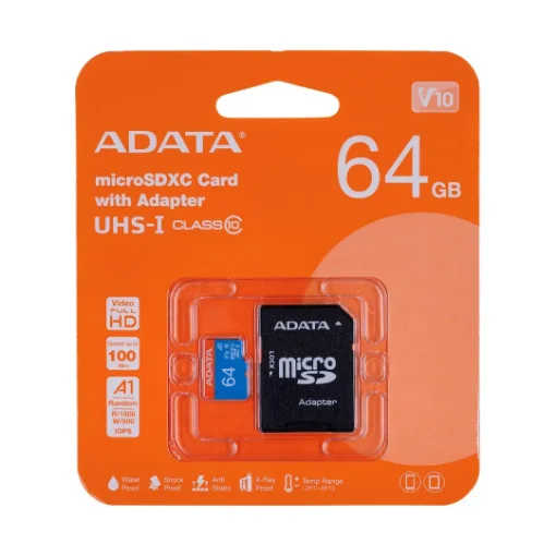 Picture of Adata 64GB, Microsdhc, Class 10 Uhs-I - AUSDX64GUICL10A1-RA1