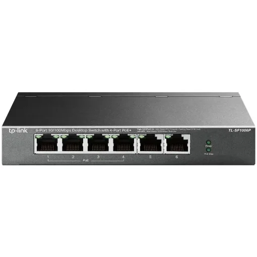Picture of Tp-Link TL-SF1006P Network Switch Unmanaged Fast Ethernet (10/100) Power Over Ethernet (Poe) Black - TL-SF1006P