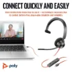 Picture of Poly Blackwire 3310 Monaural Microsoft Teams Certified Usb-C Headset +Usb-C/A Adapter - 8X216aa
