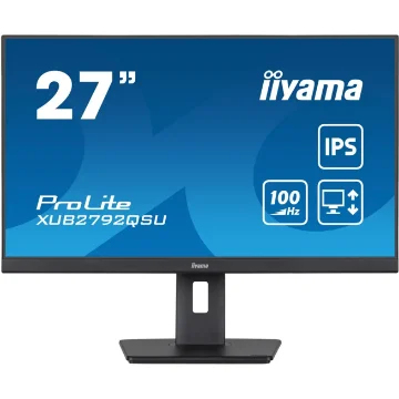 Picture of Iiyama Prolite 27” Qhd Ips Technology Panel with Usb Hub and 100Hz Refresh Rate and 150mm Height Adjustable Stand - XUB2792QSU-B6