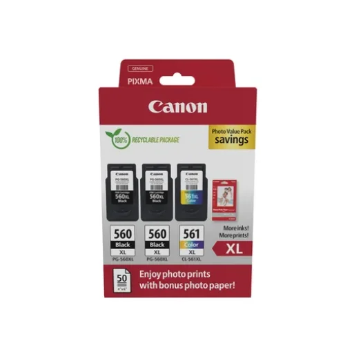 Picture of Canon 3712C012 Ink Cartridge 3 Pc(S) Original High (Xl) Yield Black, Cyan, Magenta, Yellow - 3712C012