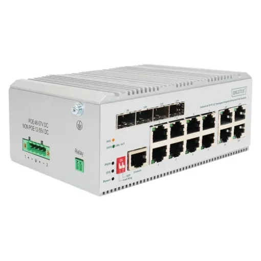 Picture of Digitus 8 Port Gigabit Ethernet Network Poe Switch, Industrial, L2 Managed, 4 Sfp Uplink - Dn-651139