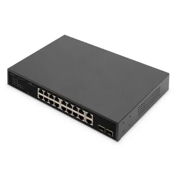 Picture of Digitus 16-Port Gigabit Poe Networkswitch, 19 Zoll, Unmanaged,2 Uplink Ports, Sfp - Dn-95358