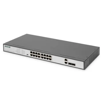Picture of Digitus 16 Port Fast Ethernet Poe Switch, 19 Inch, Unmanaged, 2 Uplinks - Dn-95342-1