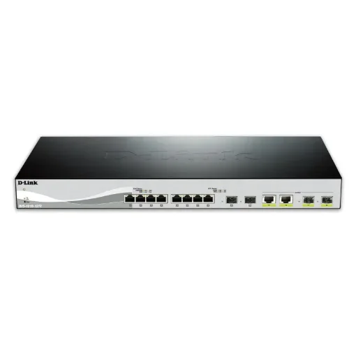Picture of D-Link DXS-1210-12TC/E Network Switch Managed L2 10G Ethernet (100/1000/10000) 1U Black, Silver - DXS-1210-12TC/E