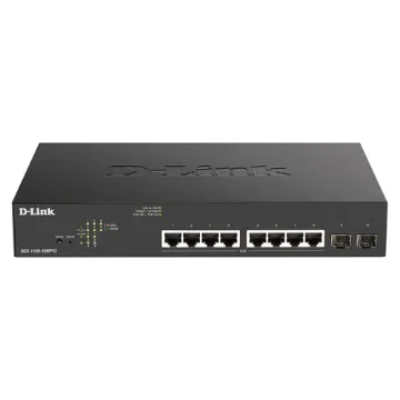 Picture of D-Link DGS-1100-10MPV2 Managed L2 Gigabit Ethernet (10/100/1000) Power Over Ethernet (Poe) 1U Black - DGS-1100-10MPV2/E