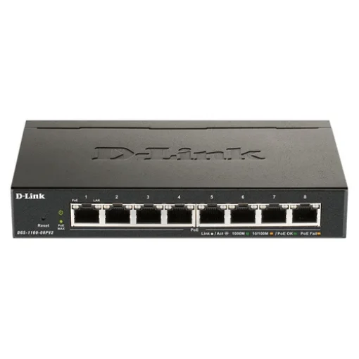 Picture of D-Link DGS-1100-08PV2 Managed L2/L3 Gigabit Ethernet (10/100/1000) Power Over Ethernet (Poe) Black - DGS-1100-08PV2/E