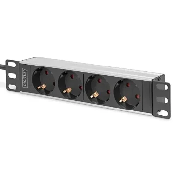 Picture of Digitus 10” Socket Strip with Aluminum Profile, 4-Way Safety Sockets - Dn-95418