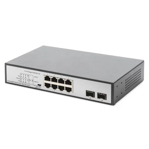 Picture of Digitus 8-Port Gigabit Poe Networkswitch, Desktop, Unmanaged, 2 Uplink Ports, Sfp, 180 W, Af/At/Bt - Dn-95140