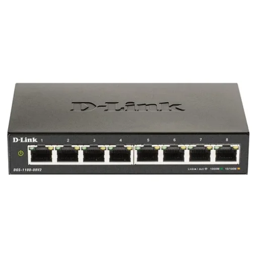 Picture of D-Link DGS-1100-08V2 Managed L2 Gigabit Ethernet (10/100/1000) Black - DGS-1100-08V2/E
