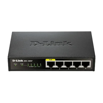 Picture of D-Link DES-1005P Unmanaged L2 Fast Ethernet (10/100) Power Over Ethernet (Poe) Black - DES-1005P/E