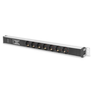 Picture of Digitus Aluminium Outlet Strip with Overvoltage Protection and Line Filter, 7 Safety Outlets, 2 M Supply Safety Plug - Dn-95412