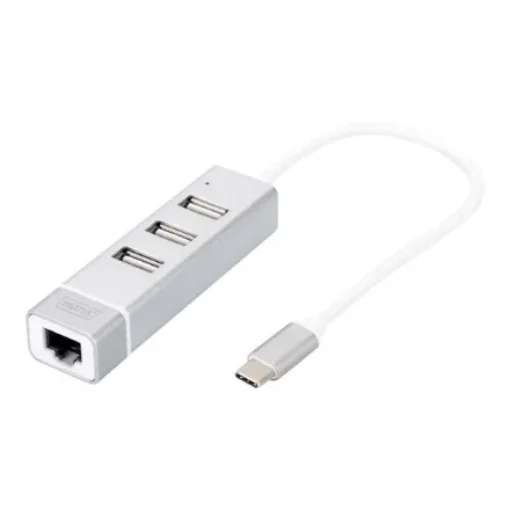 Picture of Digitus Usb Type-C™ 3-Port Hub + Fast Ethernet Lan Adapter - Da-70253
