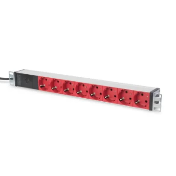Picture of Digitus Aluminum Outlet Strip with Pre-Fuse, 8 Safety Outlets, 2 M Supply Iec C14 Plug - Dn-95410-R