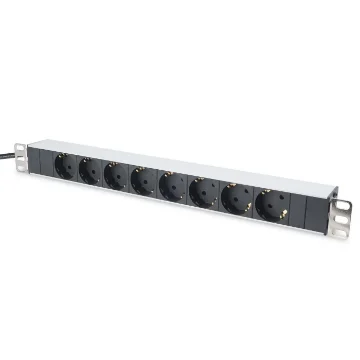 Picture of Digitus Aluminum Outlet Strip, 8 Safety Outlets, 2 M Supply Safety Plug - Dn-95401