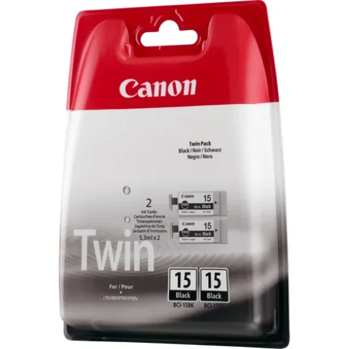 Picture of Canon BCI-15BK Black Ink Cartridge (Twin Pack) - 8190A002