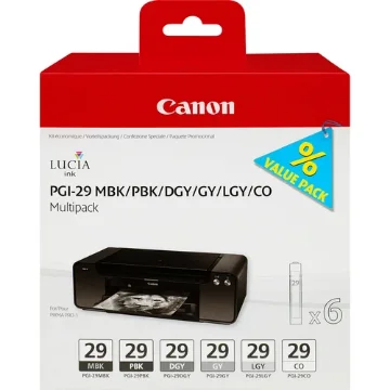 Picture of Canon Pgi-29 Mbk/Pbk/Dgy/Gy/Lgy/Co 6 Ink Cartridge Multipack - 4868B018