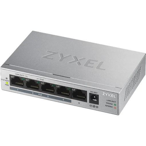 Picture of Zyxel GS1005HP Unmanaged Gigabit Ethernet (10/100/1000) Power Over Ethernet (Poe) Silver - GS1005HP-EU0101F