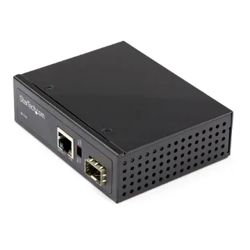 Picture of Startech.Com Poe+ Industrial Fiber To Ethernet Media Converter 60W - Sfp To RJ45 - Singlemode/Multimode Fiber To Copper Gigabit Ethernet - Compact Size - Ip-30/ -40 To +75C - Imc1gsfp60w