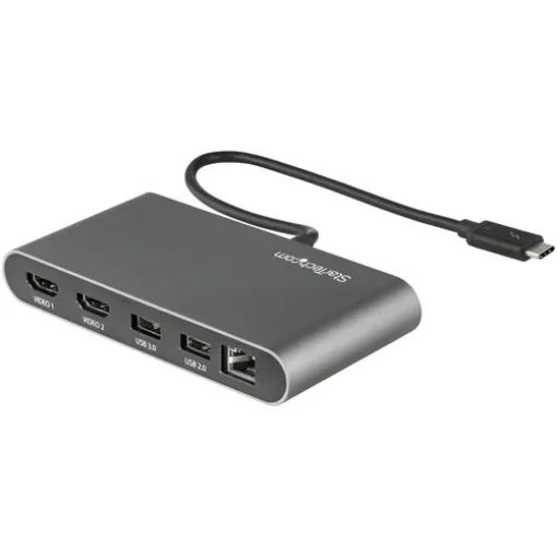 Picture of Startech.Com Thunderbolt 3 Mini Dock - Portable Dual Monitor Docking Station W/Hdmi 4K 60Hz, 2x Usb-A Hub (3.0/2.0), Gbe - 11in/28cm Cable - TB3 Multiport Adapter - Mac/Windows - Tb3dkm2hdl