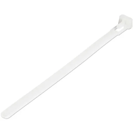Picture of Startech.Com 6"(15cm) Reusable Cable Ties - 1/4"(7mm) Wide, 1-3/8"(35mm) Bundle Dia. 50lb(22kg) Tensile Strength, Releasable Nylon Ties, Indoor/Outdoor, 94V-2/UL Listed, 100 Pack - White - CBMZTRB6