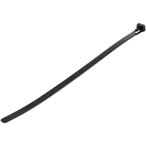 Picture of Startech.Com 10"(25cm) Reusable Cable Ties - 1/4"(7mm) Wide, 2-1/2"(65mm) Bundle Dia. 50lb(22kg) Tensile Strength, Releasable Nylon Ties, Indoor/Outdoor, 94V-2/UL Listed, 100 Pack - Black - CBMZTRB10BK