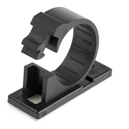 Picture of Startech.Com 100 Adhesive Cable Management Clips Black - Network/Ethernet/Office Desk/Computer Cord Organizer - Sticky Cable/Wire Holders - Nylon Self Adhesive Clamp UL/94V-2 Fire Rated - CBMCC3